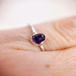 Amethyst Silver Ring - Size I