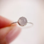 Rose Quartz Silver Ring - Size J