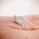 Rose Quartz Silver Ring - Size J