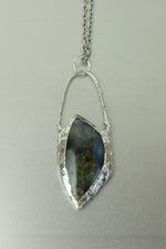 Labradorite Silver Necklace • Intuition & Protection Crystal Pendant