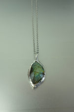 Labradorite Crystal Silver Necklace • Flashing Protection Stone