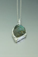 Labradorite Crystal Silver Necklace • Flashing Protection Stone