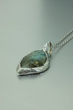 Labradorite Crystal Silver Necklace • Flashing Protection Stone