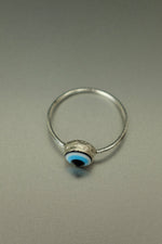 Evil Eye Silver Ring - Size L 1/2