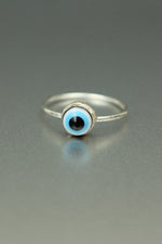 Evil Eye Silver Ring - Size L 1/2