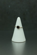 Black Tourmaline Silver Ring - Size H 1/2