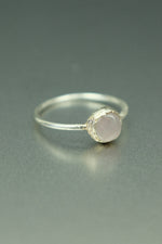 Rose Quartz Silver Ring - Size J