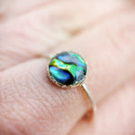 Abalone Shell Silver Ring - Size Q 1/2