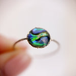 Abalone Shell Silver Ring - Size Q 1/2