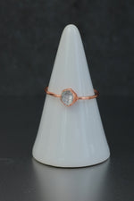 Herkimer Diamond Copper Ring • Raw Quartz Crystal – Size P