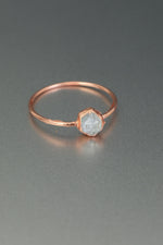 Herkimer Diamond Copper Ring • Raw Quartz Crystal – Size P