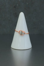 Triple Herkimer Diamond Copper Ring • Clear Quartz Cluster – Size R