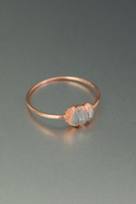 Triple Herkimer Diamond Copper Ring • Clear Quartz Cluster – Size R
