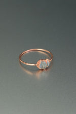 Triple Herkimer Diamond Copper Ring • Clear Quartz Cluster – Size R