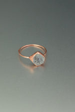 Large Herkimer Diamond Copper Ring • Raw Quartz Crystal – Size P½