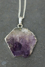 Silver Amethyst Hexagonal Necklace