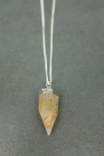 Silver Citrine Point Necklace