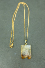 Gold Citrine Slice Necklace