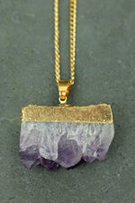 Gold Amethyst Slice Necklace