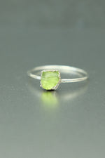 Peridot Silver Ring - Size T