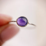 Amethyst Silver Ring - Size R