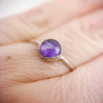 Amethyst Silver Ring - Size R