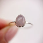 Rose Quartz Silver Ring - Size L 1/2