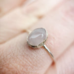 Rose Quartz Silver Ring - Size L 1/2