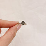 Black Golden Tourmaline Silver Ring - Size M