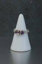 Triple Amethyst Ring • Purple Crystal Cluster – Size M