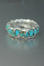 Turquoise Eternity Ring • Blue Stone Band – Size N½