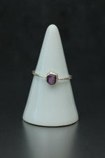 Rose Cut Ruby Silver Ring - Size R