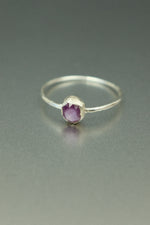 Rose Cut Ruby Silver Ring - Size R