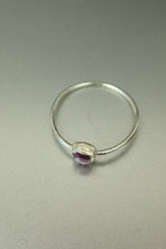 Rose Cut Ruby Silver Ring - Size R