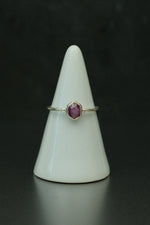 Rose Cut Ruby Silver Ring - Size O