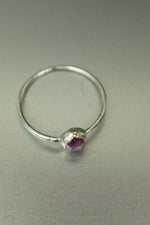 Rose Cut Ruby Silver Ring - Size O