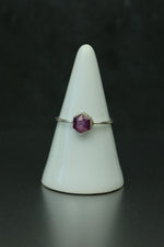 Rose Cut Ruby Silver Ring - Size Q 1/2