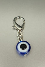 Silver Evil Eye Bag Charm • 10mm Clip-On Protective Amulet