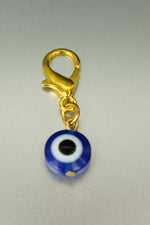 Gold Evil Eye Bag Charm • 10mm Clip-On Protective Amulet