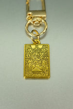 The Lovers Gold Tarot Card Bag Charm • Clip-On Amulet