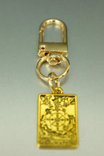 La Rueda de la Fortuna Gold Tarot Card Bag Charm • Clip-On Destiny Amulet