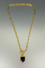 Obsidian Hexagonal Charm Necklace • Protective Pendant with Carabiner Clasp