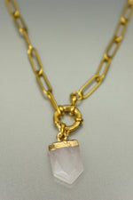 Rose Quartz Hexagonal Charm Necklace • Love & Self-Worth Pendant