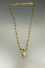 Raw Citrine Charm Necklace • Abundance & Confidence Crystal with Carabiner Clasp