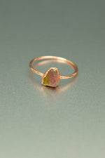 Watermelon Tourmaline Copper Ring • Raw Bi-Colour Crystal – Size Q