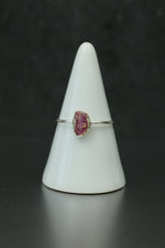 Pink Tourmaline Silver Ring - Size T