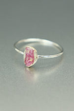 Pink Tourmaline Silver Ring - Size T