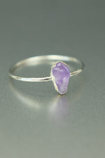 Amethyst Silver Ring - Size T