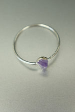 Amethyst Silver Ring - Size T