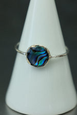 Abalone Shell Silver Ring - Size S